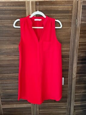 Lush Red Sleeveless V-Neck Shift Dress